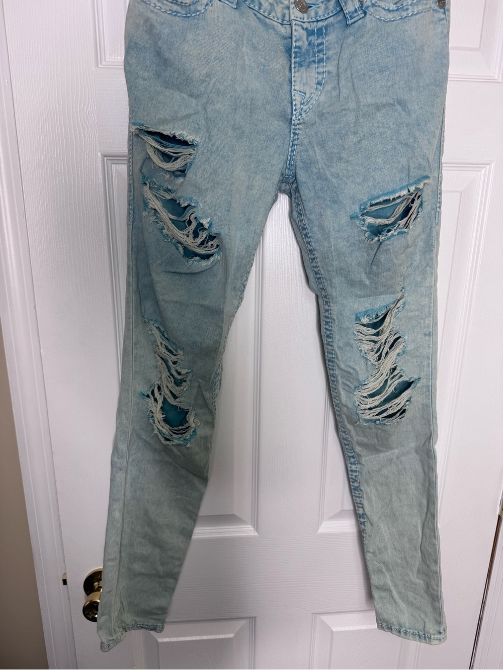 True Religion Light Wash Distressed Skinny Jeans